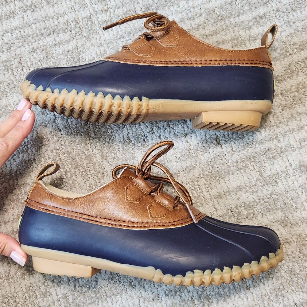 JBU by Jambu women's Glenda waterproof duck boot low top brown blue size 7 - Picture 5 of 10